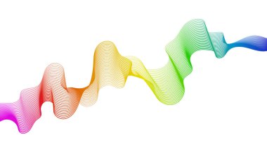 Beyaz zemin üzerinde renkli dalga gradyan çizgileri olan soyut arkaplan. Modern teknoloji arka planı, dalga tasarımı. Vektör illüstrasyonu