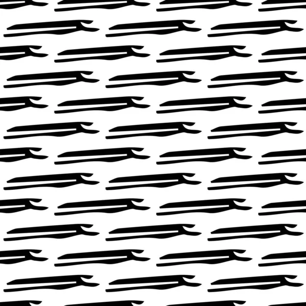 Naadloos Patroon Met Zwarte Penseelstreken Abstracte Vormen Witte Achtergrond Vectorillustratie — Stockvector