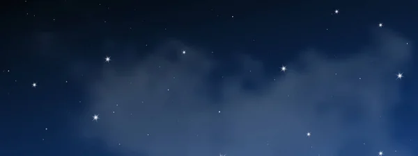 Ночное Небо Облаками Множеством Звезд Абстрактный Природный Фон Звездной Пылью — стоковый вектор