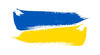 Grunge tarzında Ukrayna ulusal bayrağı. Ukrayna 'nın fırça darbesi bayrağıyla boyanmış. Vektör illüstrasyonu