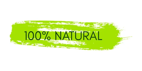 Green Natural Bio Label Inscription 100 Natural Green Label Hand — Stock Vector