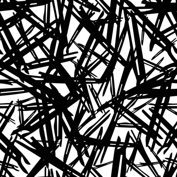 Nahtloses Muster Mit Schwarzen Pinselstrichen Abstrakten Formen Auf Weißem Hintergrund — Stockvektor