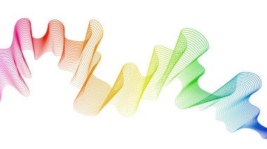 Beyaz zemin üzerinde renkli dalga gradyan çizgileri olan soyut arkaplan. Modern teknoloji arka planı, dalga tasarımı. Vektör illüstrasyonu