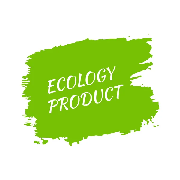 Зеленая Натуральная Биоэтикетка Надпись Ecology Product Green Label Hand Drawn — стоковый вектор