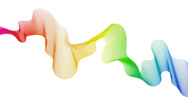 Beyaz zemin üzerinde renkli dalga gradyan çizgileri olan soyut arkaplan. Modern teknoloji arka planı, dalga tasarımı. Vektör illüstrasyonu