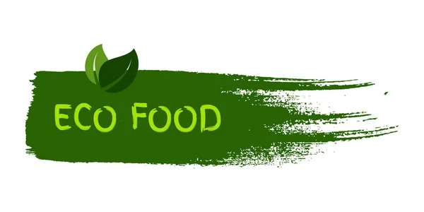 Vihreä Luonnollinen Biotuotemerkki Merkintä Eco Ruokaa Vihreä Etiketti Käsin Piirretty — vektorikuva