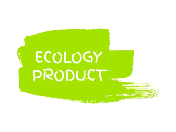 绿色天然生物标签 手绘污迹上绿色标签上的生态产品题名 矢量说明 — 图库矢量图片