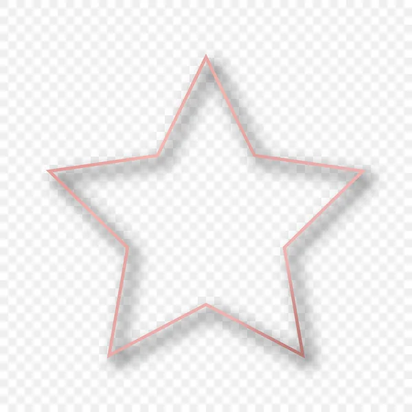 Ροζ Χρυσό Λαμπερό Αστέρι Σχήμα Πλαίσιο Σκιά Απομονώνονται Διαφανές Φόντο — Διανυσματικό Αρχείο