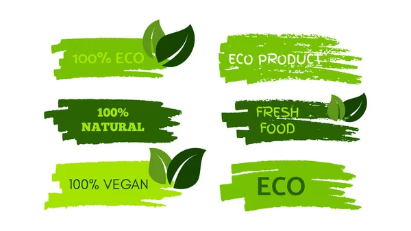 Green Natural Bio Labels Set Green Organic Bio Eco Vegan — Stockvektor