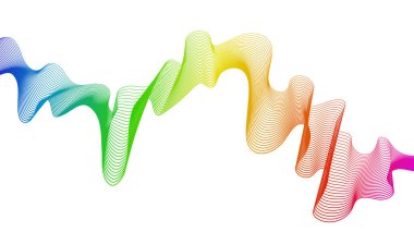 Beyaz zemin üzerinde renkli dalga gradyan çizgileri olan soyut arkaplan. Modern teknoloji arka planı, dalga tasarımı. Vektör illüstrasyonu