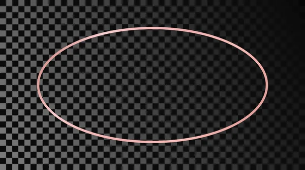 Rose Goud Gloeiende Ovale Vorm Frame Geïsoleerd Donkere Transparante Achtergrond — Stockvector