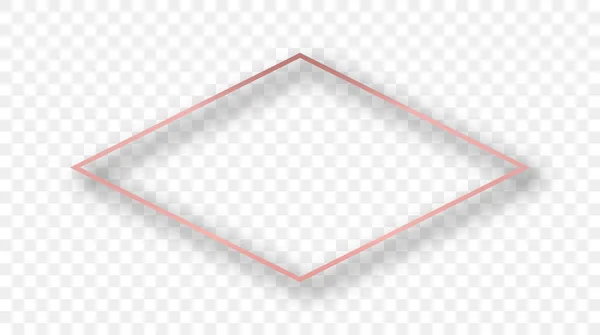 玫瑰金光闪闪的菱形框架 阴影隔离在透明的背景上 具有发光效果的新框架 矢量说明 — 图库矢量图片