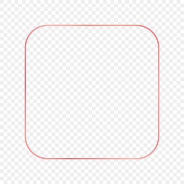 Şeffaf arkaplanda izole edilmiş gül sarısı yuvarlak kare çerçeve. Parlak efektli parlak bir çerçeve. Vektör illüstrasyonu