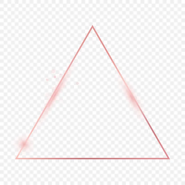 Zlatě Zářící Trojúhelníkový Rám Růže Izolovaný Průhledném Pozadí Lesklý Rám — Stockový vektor