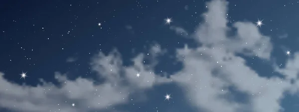 Nattens Himmel Med Skyer Mange Stjerner Abstrakt Naturbakgrunn Med Stjernestøv – stockvektor