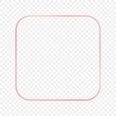 Şeffaf arkaplanda izole edilmiş gül sarısı yuvarlak kare çerçeve. Parlak efektli parlak bir çerçeve. Vektör illüstrasyonu