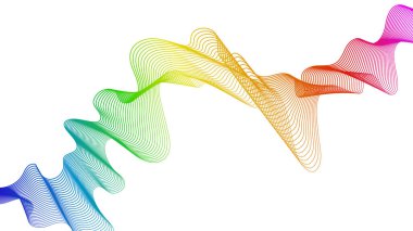 Beyaz zemin üzerinde renkli dalga gradyan çizgileri olan soyut arkaplan. Modern teknoloji arka planı, dalga tasarımı. Vektör illüstrasyonu