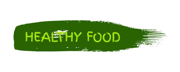 Green Natural Bio Label Inscription Healthy Food Green Label Hand — Stockvektor