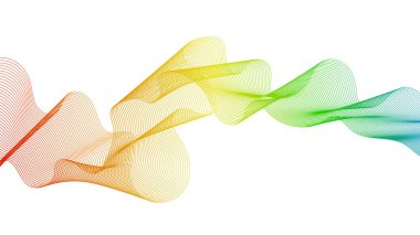 Beyaz zemin üzerinde renkli dalga gradyan çizgileri olan soyut arkaplan. Modern teknoloji arka planı, dalga tasarımı. Vektör illüstrasyonu