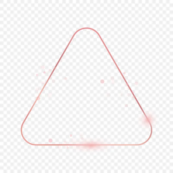 Ροζ Χρυσό Λαμπερό Στρογγυλεμένο Τρίγωνο Πλαίσιο Απομονώνονται Διαφανές Φόντο Γυαλιστερό — Διανυσματικό Αρχείο