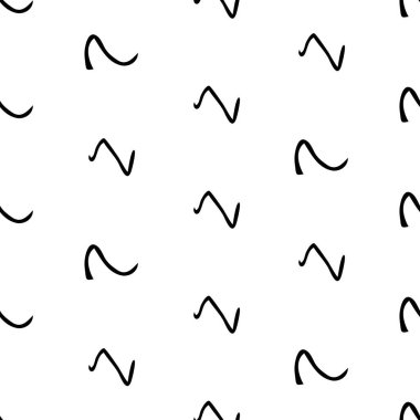 Siyah çizim elli kusursuz desen beyaz arkaplana karalamalı şekil çizmiş. Soyut grunge dokusu. Vektör illüstrasyonu