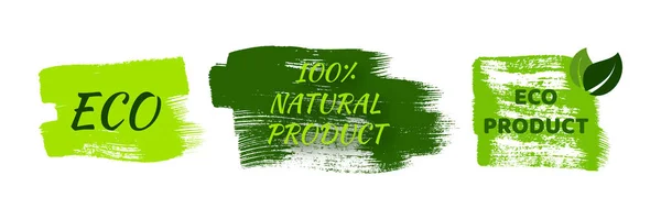 Green Natural Bio Labels Set Green Organic Bio Eco Vegan — Stock Vector