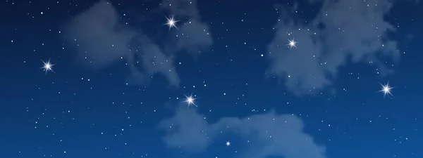 Bulutlu Yıldızlı Gece Gökyüzü Evrenin Derinliklerindeki Yıldız Tozuyla Soyut Doğa — Stok Vektör