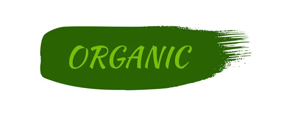 Etichetta Bio Naturale Verde Scritta Organic Etichetta Verde Macchie Disegnate — Vettoriale Stock