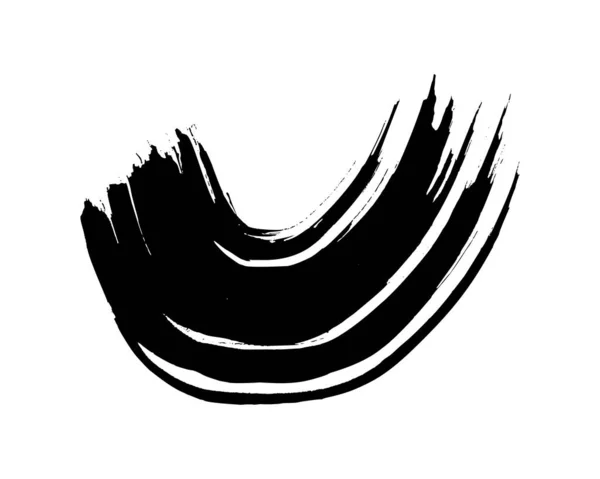 Black Grunge Semicircular Brush Strokes Painted Wavy Ink Stripes Ink — Stockvektor