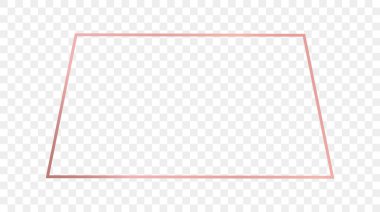 Şeffaf arka planda izole edilmiş gül rengi, parlayan trapezoid şekilli çerçeve. Parlak efektli parlak bir çerçeve. Vektör illüstrasyonu
