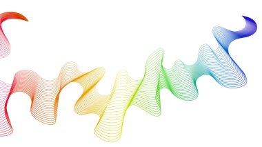 Beyaz zemin üzerinde renkli dalga gradyan çizgileri olan soyut arkaplan. Modern teknoloji arka planı, dalga tasarımı. Vektör illüstrasyonu