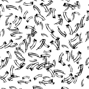 Siyah çizim elli kusursuz desen beyaz arkaplana karalamalı şekil çizmiş. Soyut grunge dokusu. Vektör illüstrasyonu