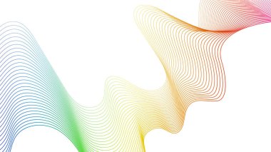 Beyaz zemin üzerinde renkli dalga gradyan çizgileri olan soyut arkaplan. Modern teknoloji arka planı, dalga tasarımı. Vektör illüstrasyonu