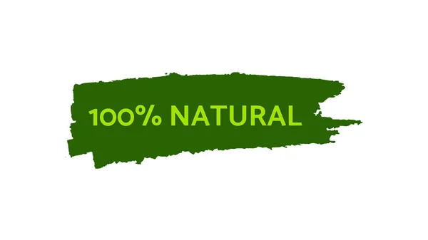 Yeşil Doğal Biyoloji Etiketi Çizimi Lekelerdeki Yeşil Etiketteki Yazılar 100 — Stok Vektör