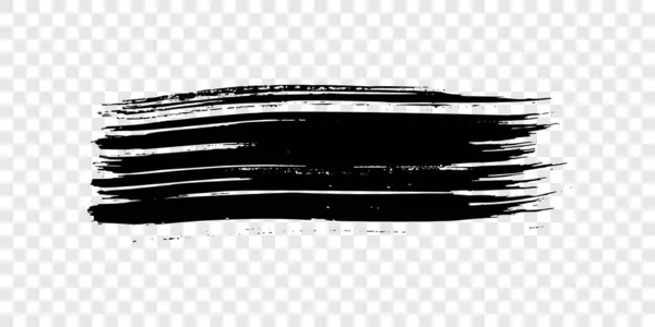 Pincelada Negra Mancha Tinta Dibujada Mano Aislada Sobre Fondo Transparente — Archivo Imágenes Vectoriales