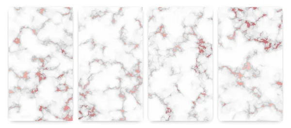 Roségold Marmor Textur Hintergrund Set Von Vier Abstrakten Kulissen Aus — Stockvektor