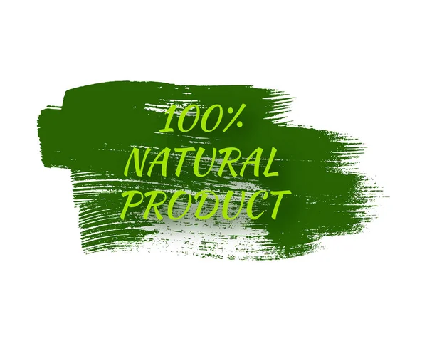 Yeşil Doğal Biyoloji Etiketi Elle Çizilmiş Yeşil Etiketlerdeki Yazıt 100 — Stok Vektör