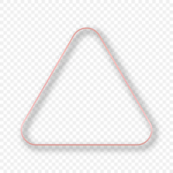 Ροζ Χρυσό Λαμπερό Στρογγυλεμένο Τρίγωνο Πλαίσιο Σκιά Απομονώνονται Διαφανές Φόντο — Διανυσματικό Αρχείο
