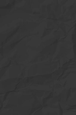 Siyah, buruşuk kağıt arka plan. Poster ve afişler için dikey buruşmuş boş kağıt şablonu