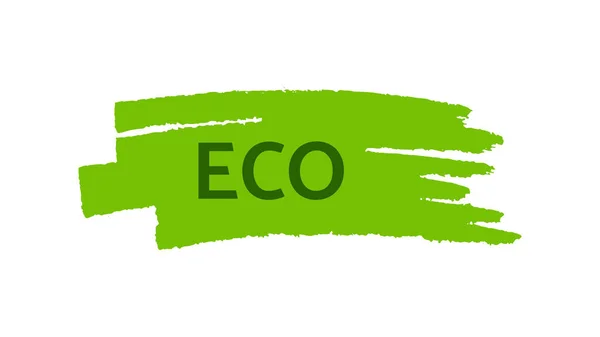 Green Natural Bio Label Inscription Eco Green Label Hand Drawn — Wektor stockowy