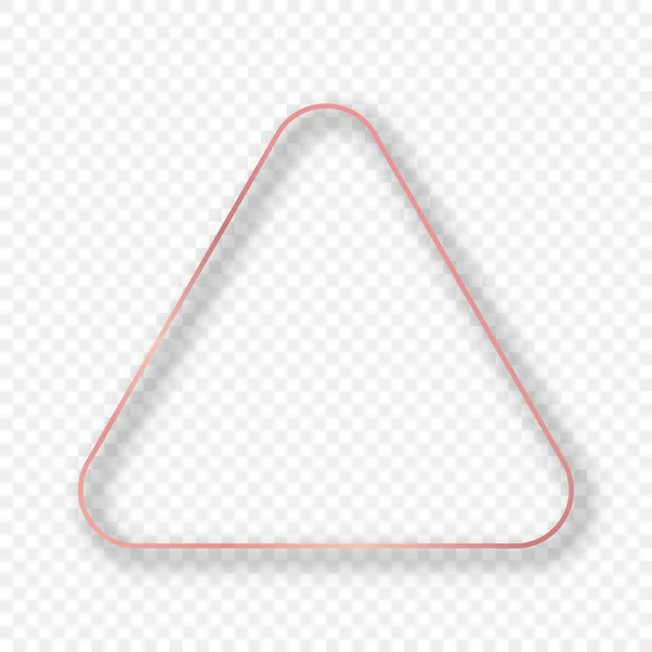 玫瑰金光闪闪的圆形三角形框架 阴影隔离在透明的背景上 具有发光效果的新框架 矢量说明 — 图库矢量图片