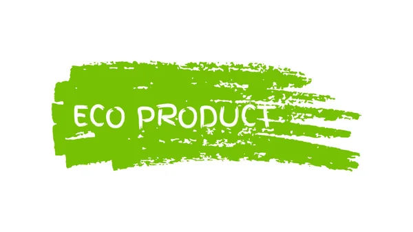 Etiqueta Bio Natural Verde Inscripción Eco Product Etiqueta Verde Manchas — Vector de stock