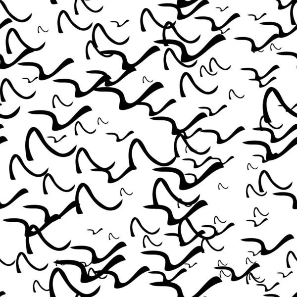 Naadloos Patroon Met Zwarte Schets Handgetekende Squiggle Vorm Witte Achtergrond — Stockvector