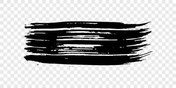 Pincelada Negra Mancha Tinta Dibujada Mano Aislada Sobre Fondo Transparente — Vector de stock