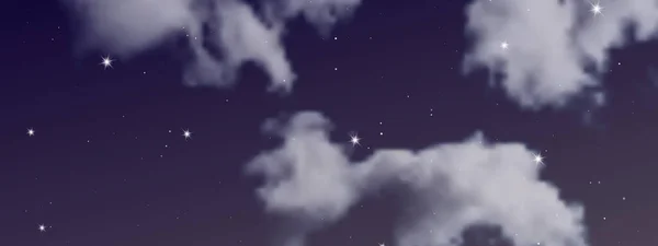 Nacht Hemel Met Wolken Vele Sterren Abstracte Natuur Achtergrond Met — Stockvector