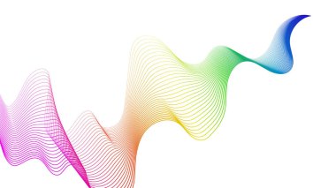 Beyaz zemin üzerinde renkli dalga gradyan çizgileri olan soyut arkaplan. Modern teknoloji arka planı, dalga tasarımı. Vektör illüstrasyonu