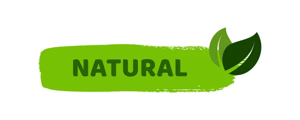 Green Natural Bio Label Inscription Natural Green Label Hand Drawn — Image vectorielle
