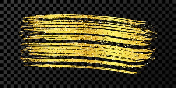 Goldpinselstrich Handgezeichneter Tuschfleck Isoliert Auf Dunklem Transparentem Hintergrund Vektorillustration — Stockvektor