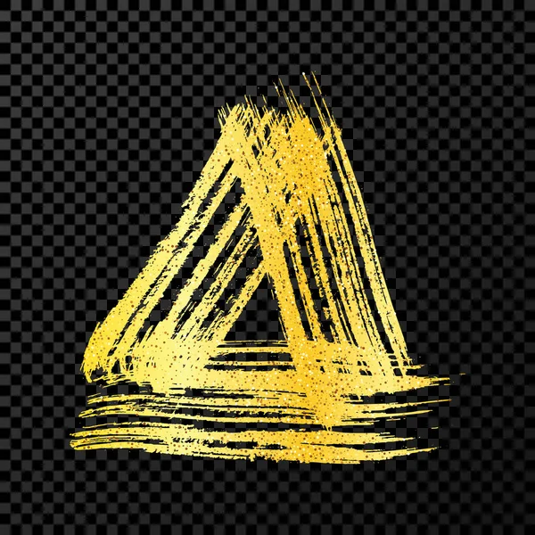 Coups Pinceau Grunge Forme Triangle Triangle Encre Peint Tache Encre — Image vectorielle