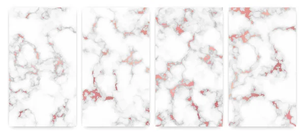 Roségold Marmor Textur Hintergrund Set Von Vier Abstrakten Kulissen Aus — Stockvektor
